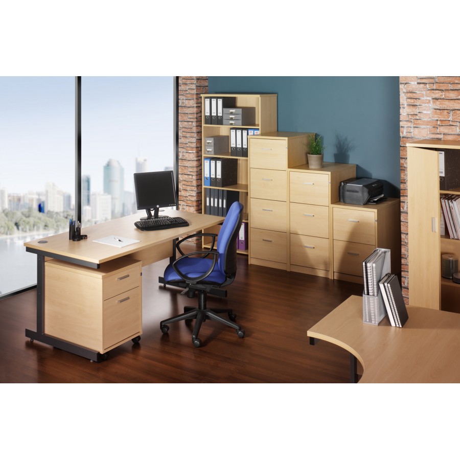 Harlow Straight Office Desk with Fixed Pedestal